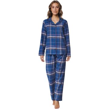 Pastunette flanellen doorknoop pyjama20242-110-6 520 dark blue